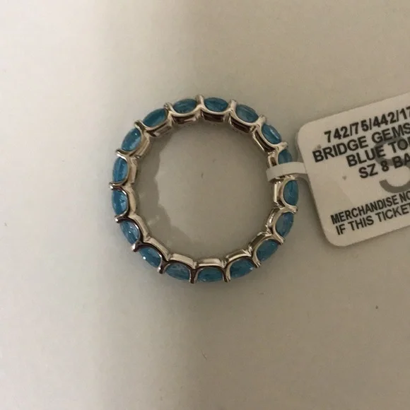 Sterling Silver Blue Topaz Eternity Band - Picture 5 of 6